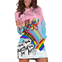 Personalised Pride Cymru Hoodie Dress Welsh Dragon Rainbow Version - Wonder Print Shop