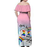 Personalised Pride Cymru Off Shoulder Maxi Dress Welsh Dragon Rainbow Version - Wonder Print Shop