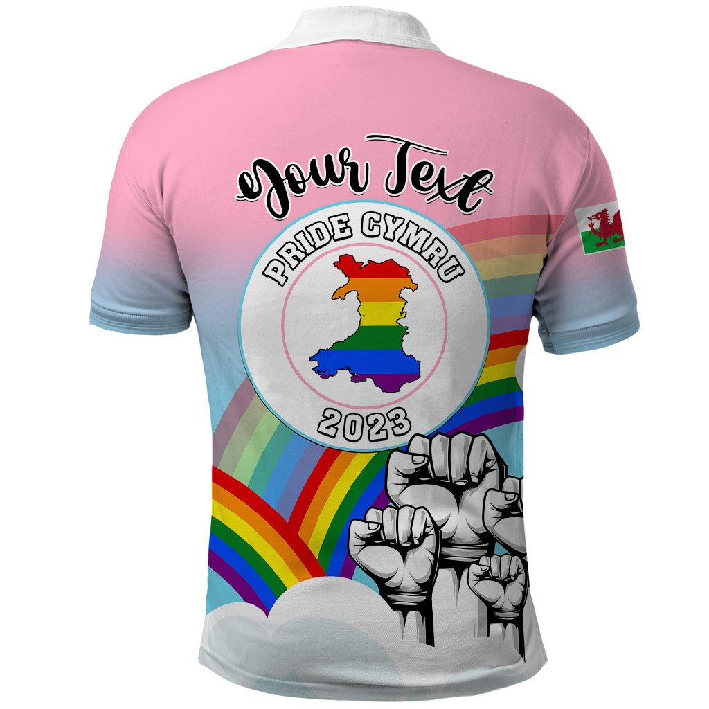 Personalised Pride Cymru Polo Shirt Welsh Dragon Rainbow Version - Wonder Print Shop