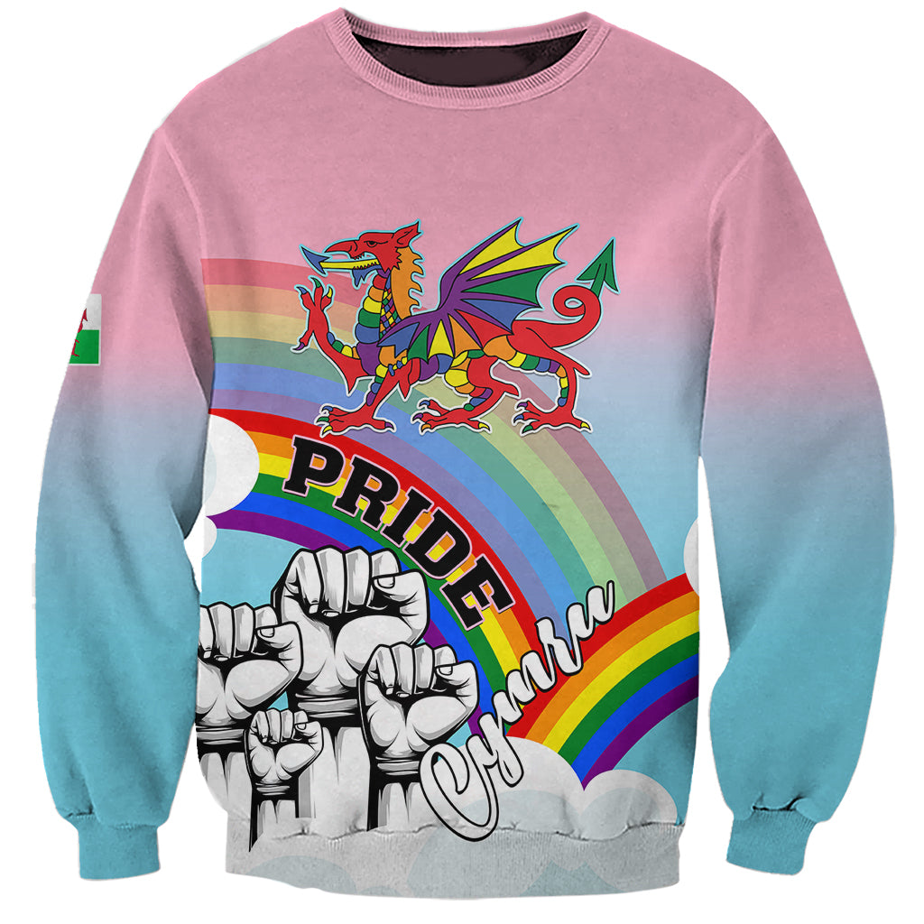 Personalised Pride Cymru Sweatshirt Welsh Dragon Rainbow Version - Wonder Print Shop