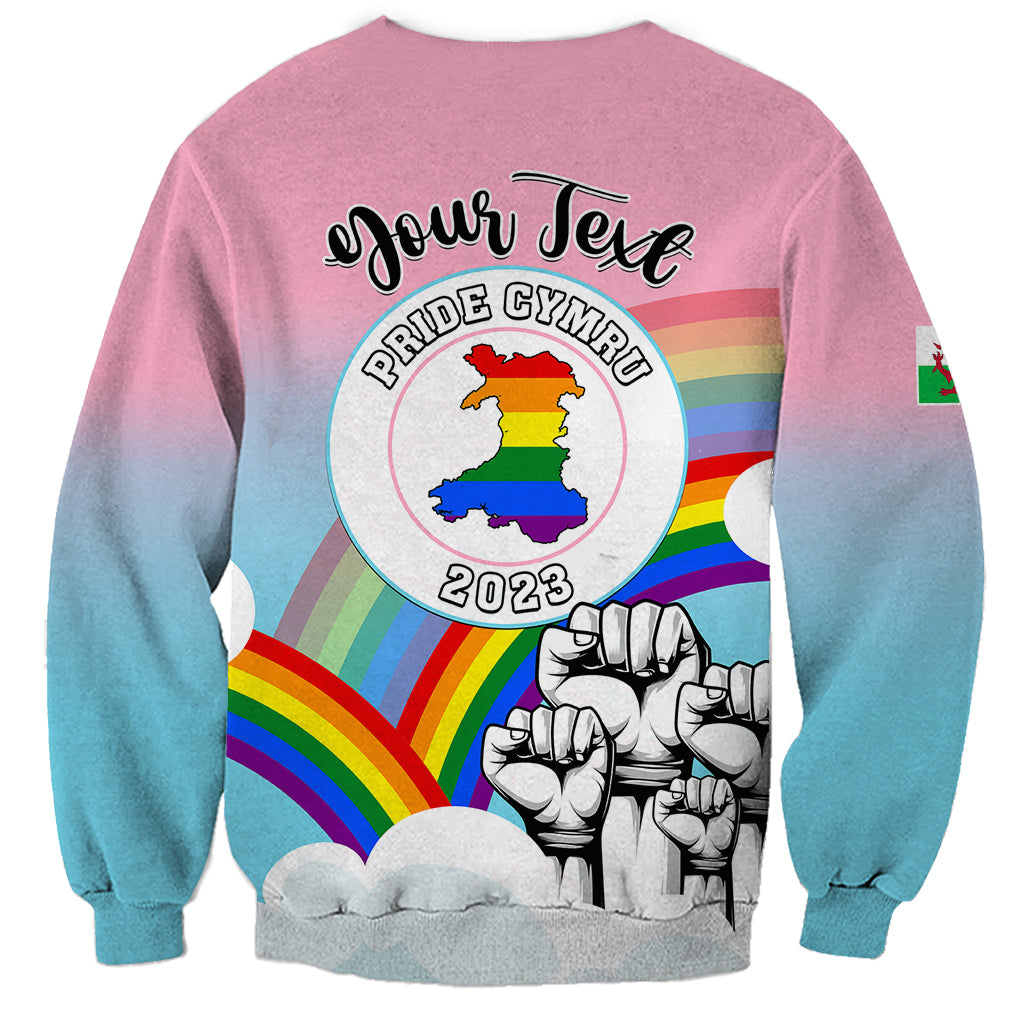 Personalised Pride Cymru Sweatshirt Welsh Dragon Rainbow Version - Wonder Print Shop