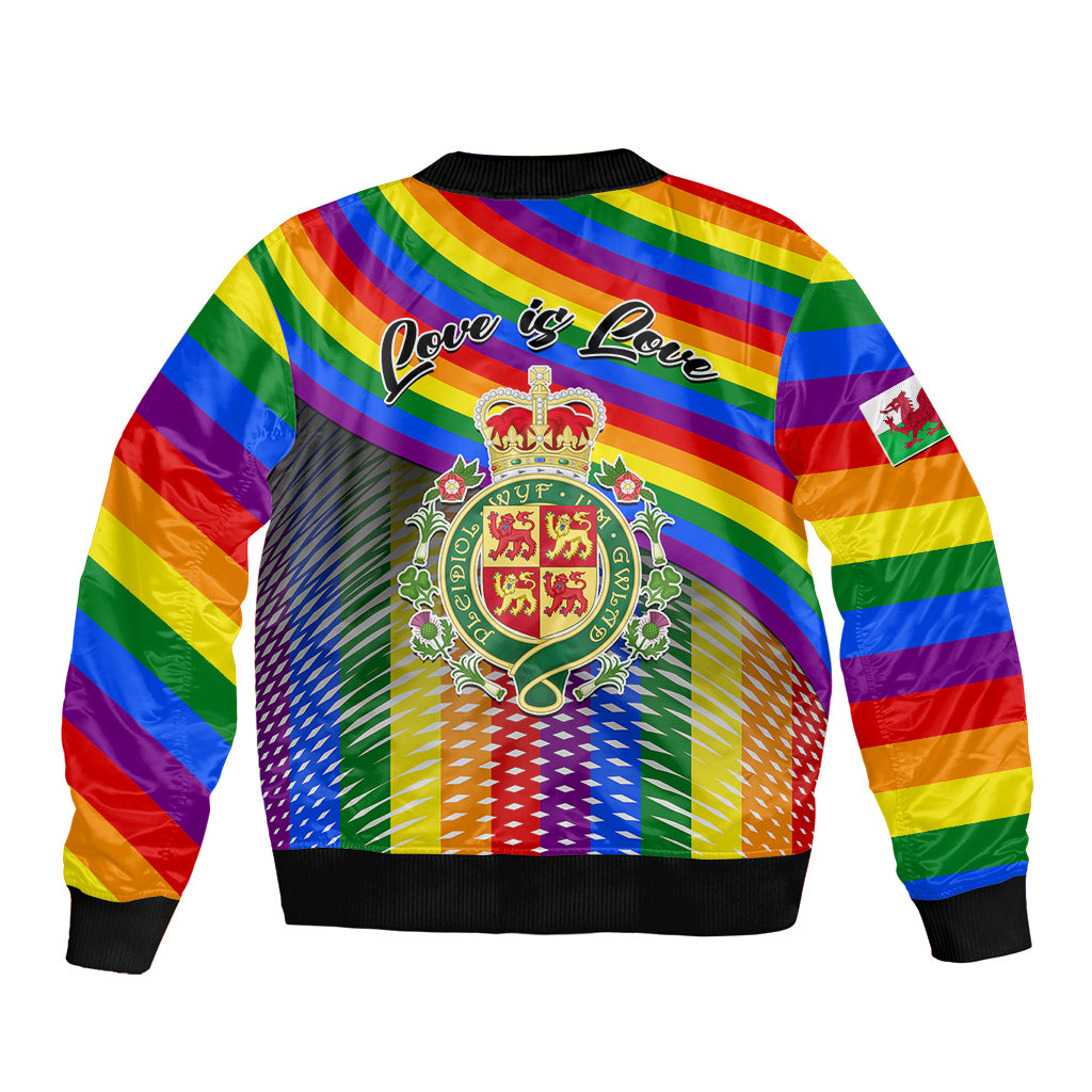Pride Cymru Bomber Jacket Love is Love Welsh Red Dragon - Wonder Print Shop