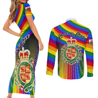 Pride Cymru Couples Matching Short Sleeve Bodycon Dress and Long Sleeve Button Shirts Love is Love Welsh Red Dragon - Wonder Print Shop