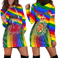 Pride Cymru Hoodie Dress Love is Love Welsh Red Dragon - Wonder Print Shop