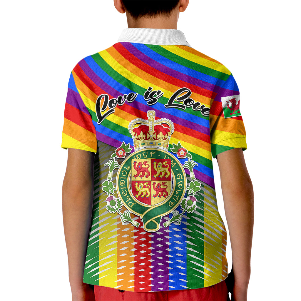 Pride Cymru Kid Polo Shirt Love is Love Welsh Red Dragon - Wonder Print Shop