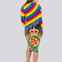Pride Cymru Long Sleeve Bodycon Dress Love is Love Welsh Red Dragon - Wonder Print Shop