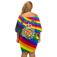 Pride Cymru Off Shoulder Short Dress Love is Love Welsh Red Dragon - Wonder Print Shop