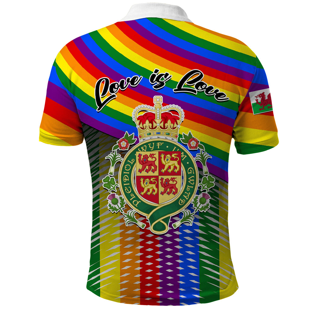 Pride Cymru Polo Shirt Love is Love Welsh Red Dragon - Wonder Print Shop