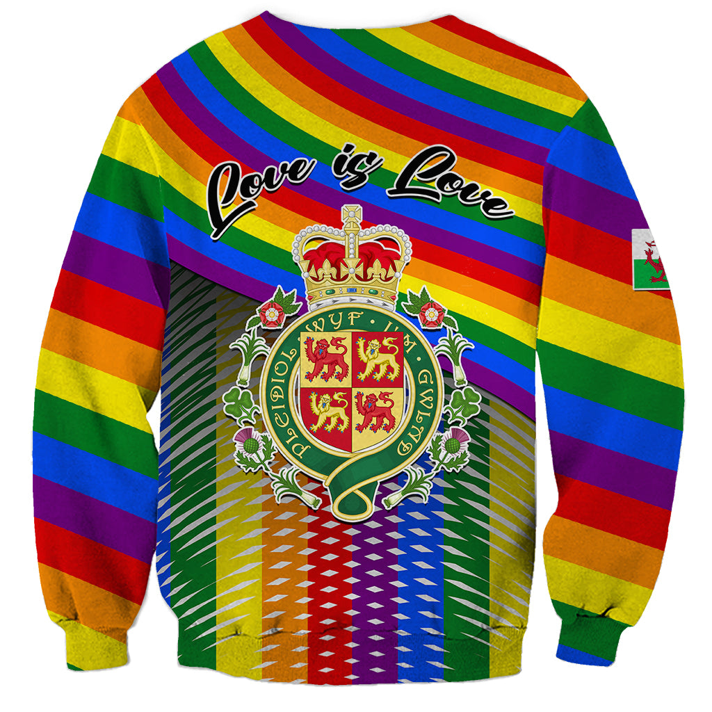 Pride Cymru Sweatshirt Love is Love Welsh Red Dragon - Wonder Print Shop