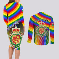 Personalised Pride Cymru Couples Matching Long Sleeve Bodycon Dress and Long Sleeve Button Shirts Love is Love Welsh Red Dragon - Wonder Print Shop