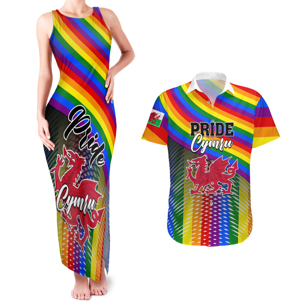 Personalised Pride Cymru Couples Matching Tank Maxi Dress And Hawaiian Shirt Love is Love Welsh Red Dragon - Wonder Print Shop