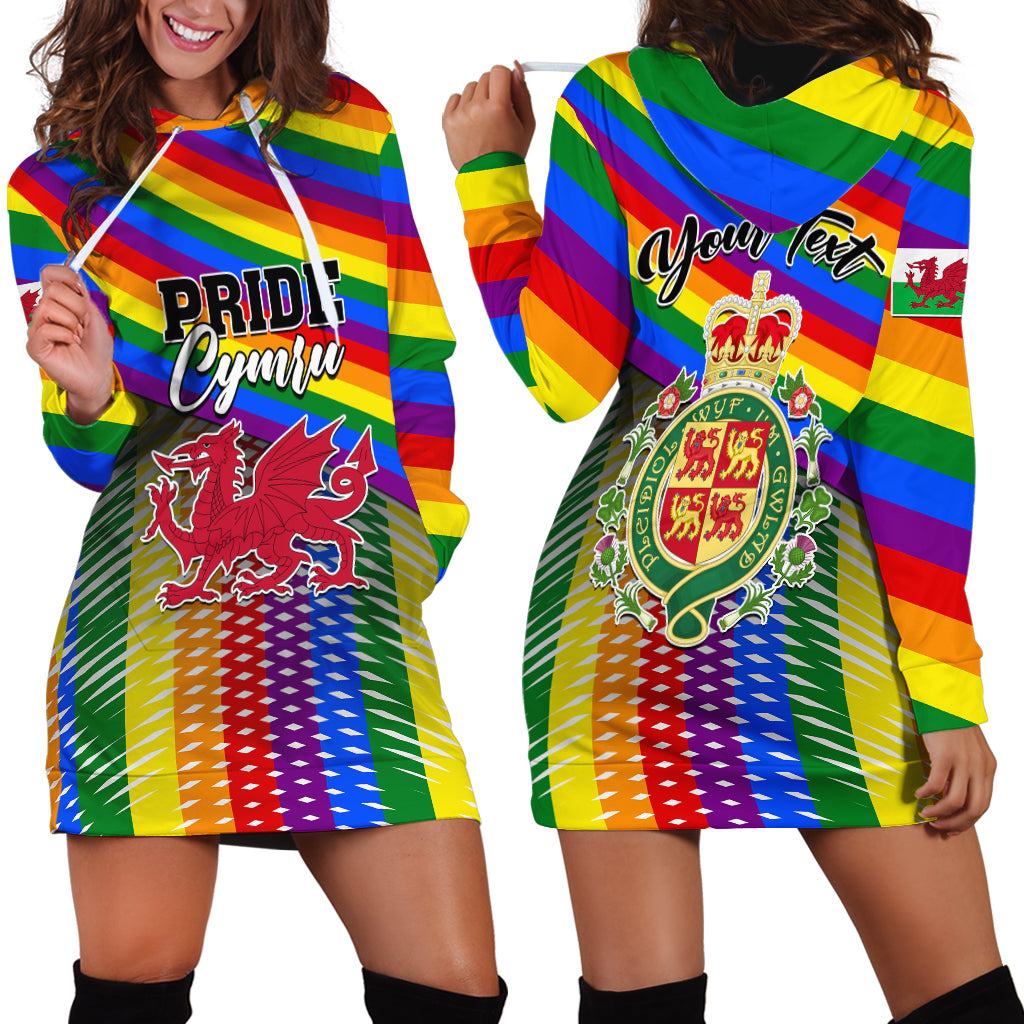 Personalised Pride Cymru Hoodie Dress Love is Love Welsh Red Dragon - Wonder Print Shop