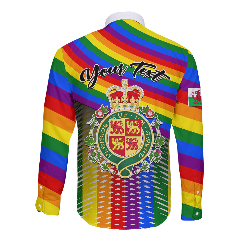 Personalised Pride Cymru Long Sleeve Button Shirt Love is Love Welsh Red Dragon - Wonder Print Shop