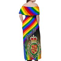 Personalised Pride Cymru Off Shoulder Maxi Dress Love is Love Welsh Red Dragon - Wonder Print Shop