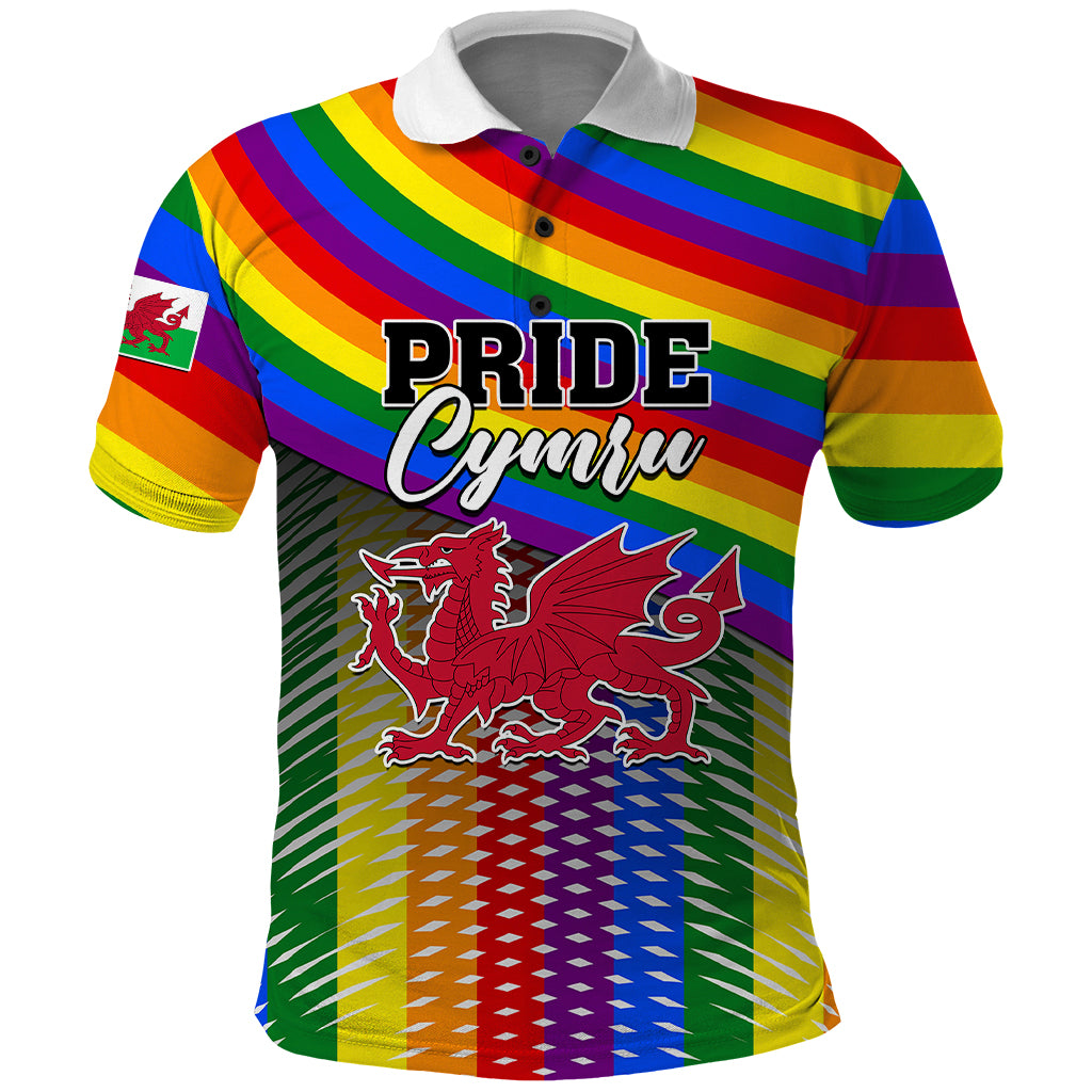 Personalised Pride Cymru Polo Shirt Love is Love Welsh Red Dragon - Wonder Print Shop