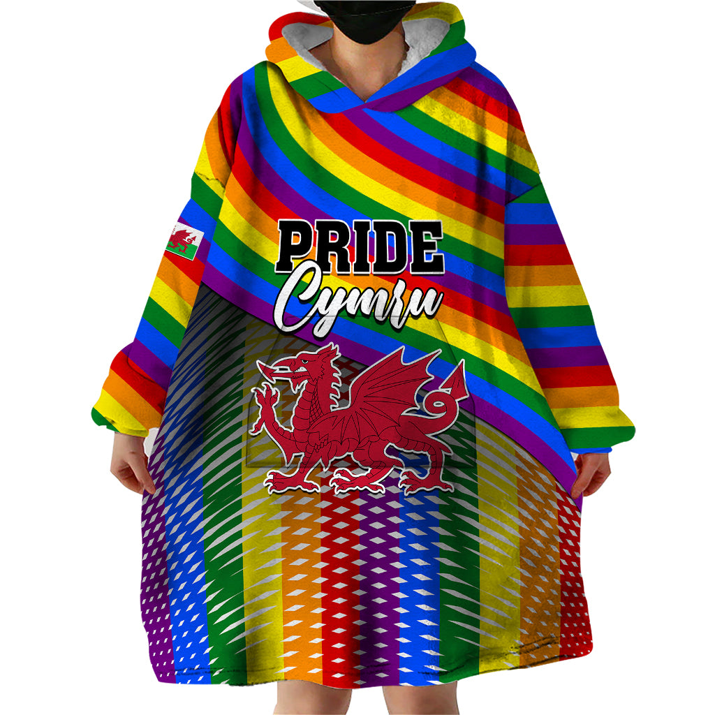 Personalised Pride Cymru Wearable Blanket Hoodie Love is Love Welsh Red Dragon - Wonder Print Shop