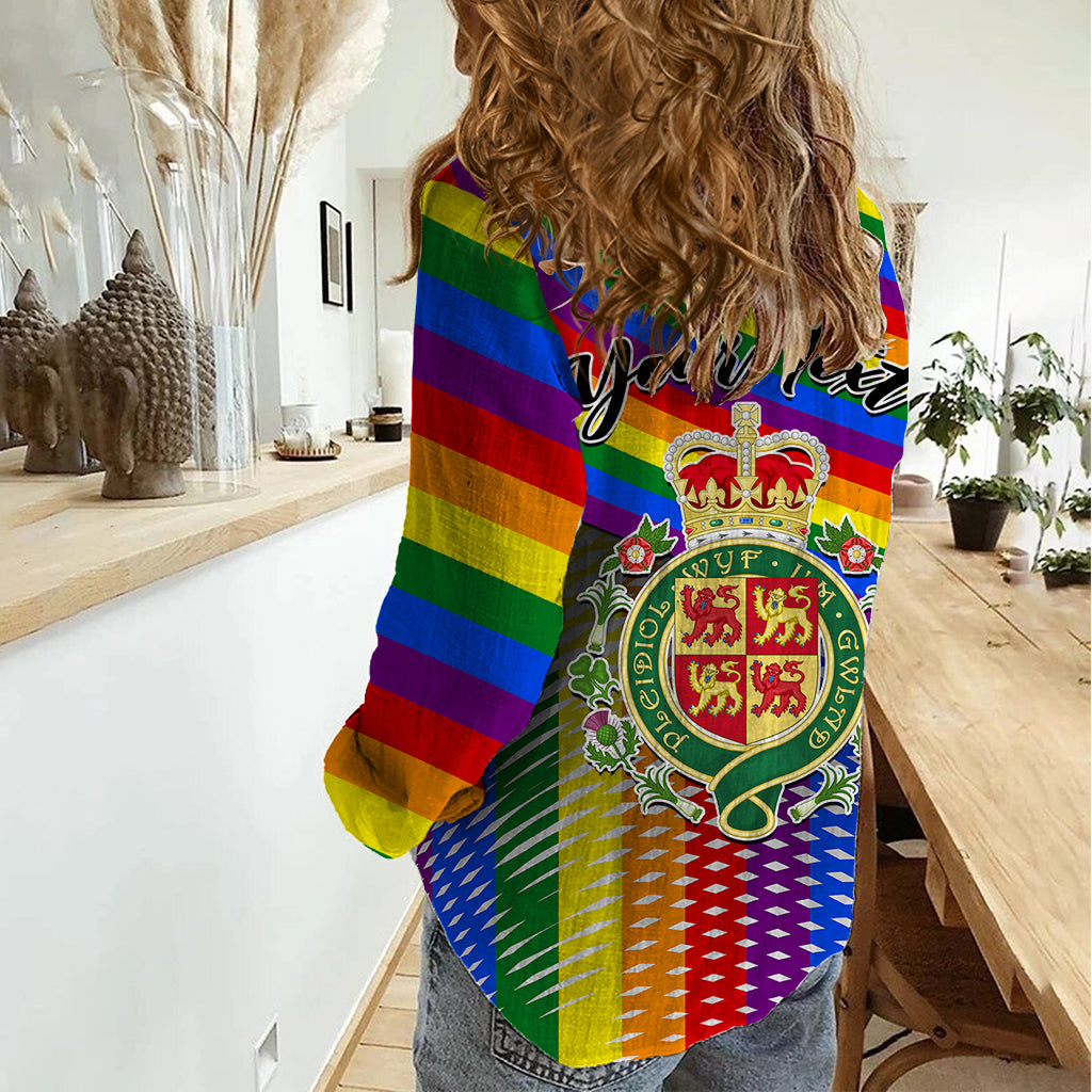 Personalised Pride Cymru Women Casual Shirt Love is Love Welsh Red Dragon - Wonder Print Shop