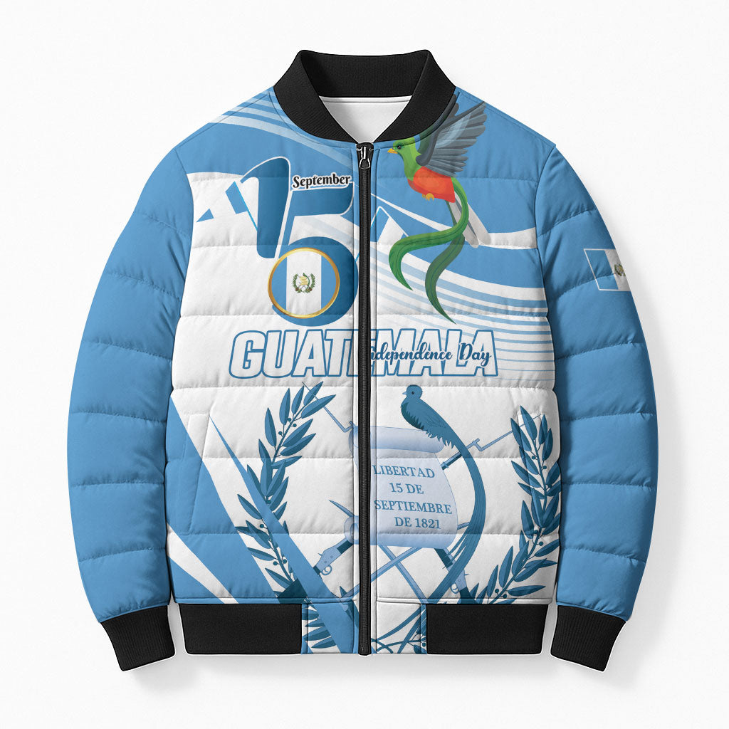 Personalized Guatemala 15 Septiembre 1821 Bomber Puffer Jacket Happy Independence Day