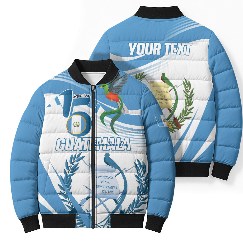 Personalized Guatemala 15 Septiembre 1821 Bomber Puffer Jacket Happy Independence Day