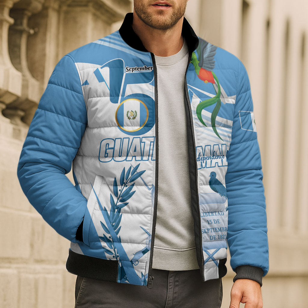 Personalized Guatemala 15 Septiembre 1821 Bomber Puffer Jacket Happy Independence Day