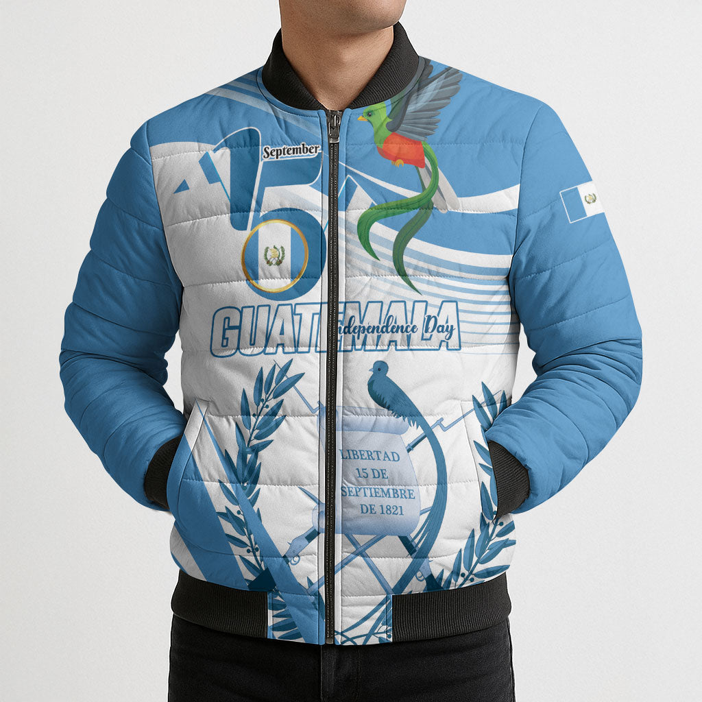 Personalized Guatemala 15 Septiembre 1821 Bomber Puffer Jacket Happy Independence Day