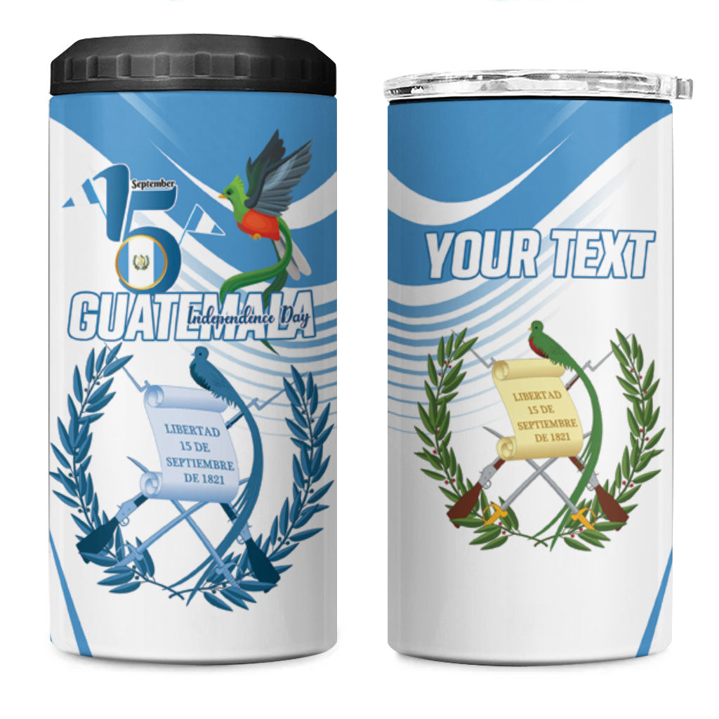 Personalized Guatemala 15 Septiembre 1821 4 in 1 Can Cooler Tumbler Happy Independence Day