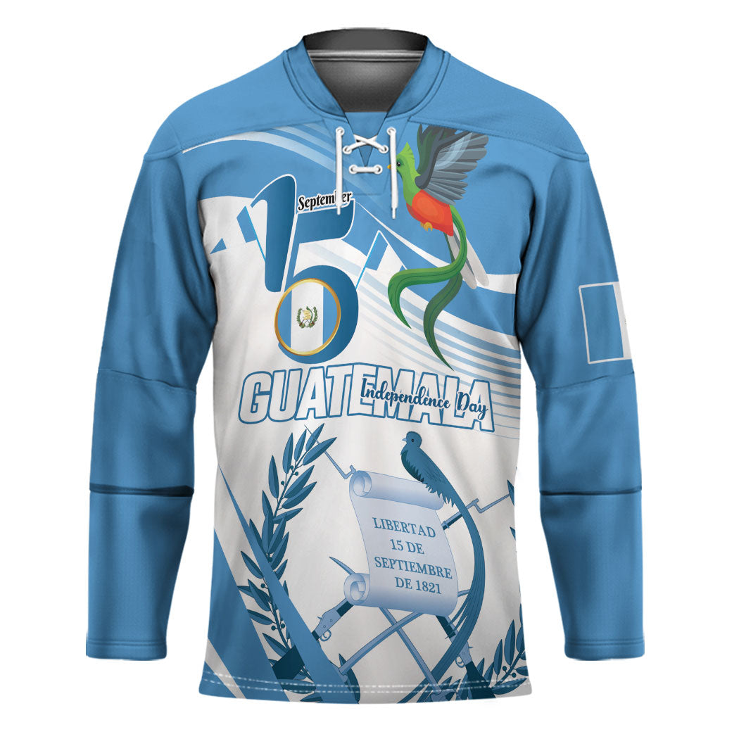 Personalized Guatemala 15 Septiembre 1821 Hockey Jersey Happy Independence Day