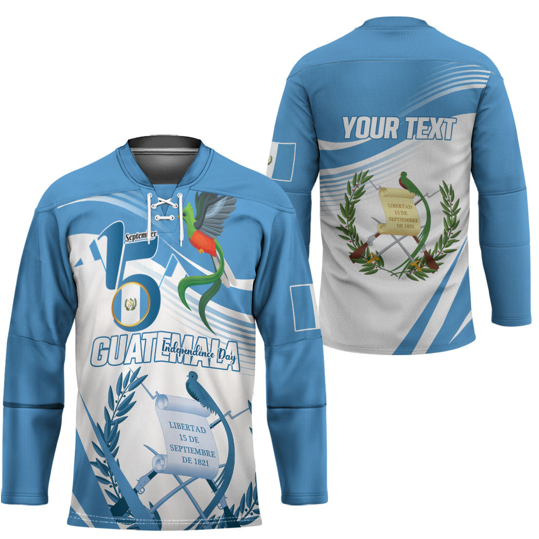 Personalized Guatemala 15 Septiembre 1821 Hockey Jersey Happy Independence Day