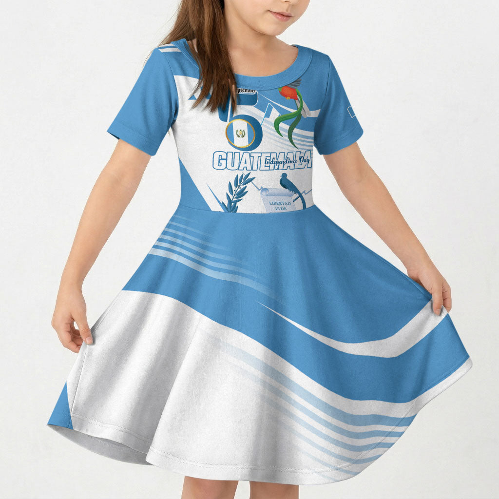 Personalized Guatemala 15 Septiembre 1821 Kid Short Sleeve Dress Happy Independence Day