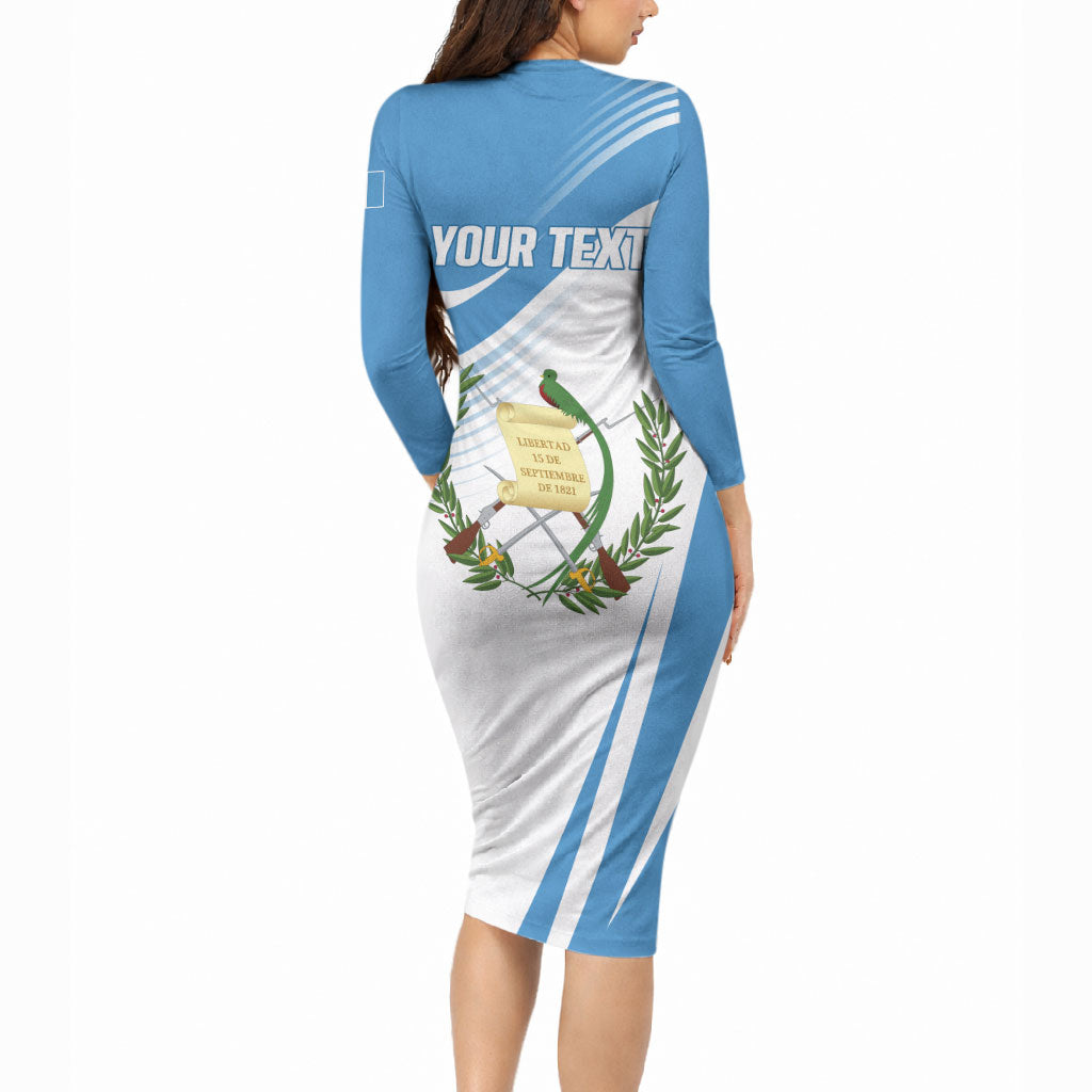 Personalized Guatemala 15 Septiembre 1821 Long Sleeve Bodycon Dress Happy Independence Day