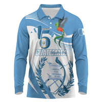 Personalized Guatemala 15 Septiembre 1821 Long Sleeve Polo Shirt Happy Independence Day