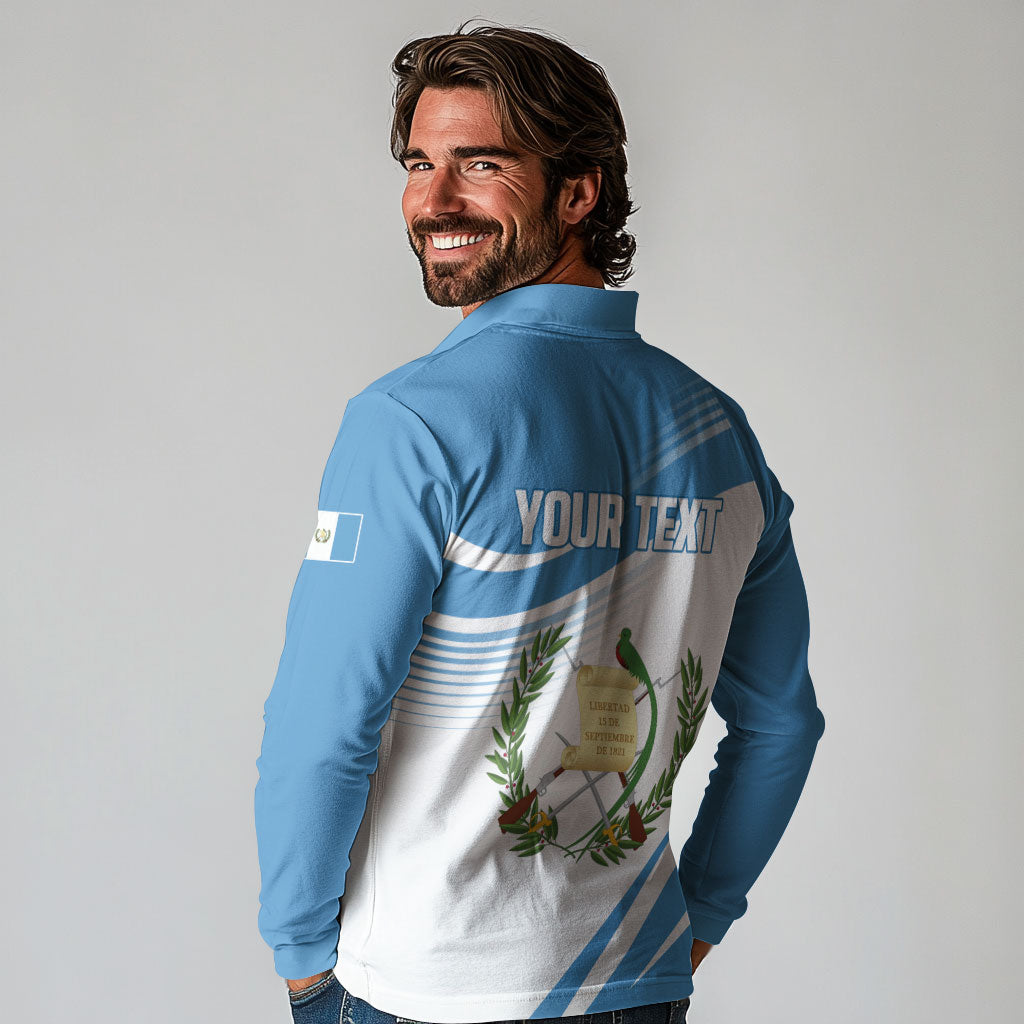 Personalized Guatemala 15 Septiembre 1821 Long Sleeve Polo Shirt Happy Independence Day