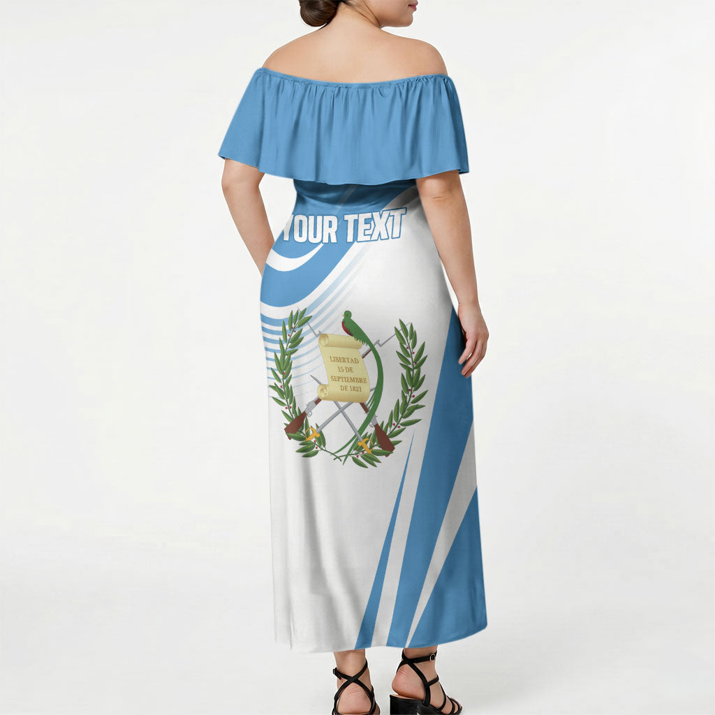 Personalized Guatemala 15 Septiembre 1821 Off Shoulder Maxi Dress Happy Independence Day