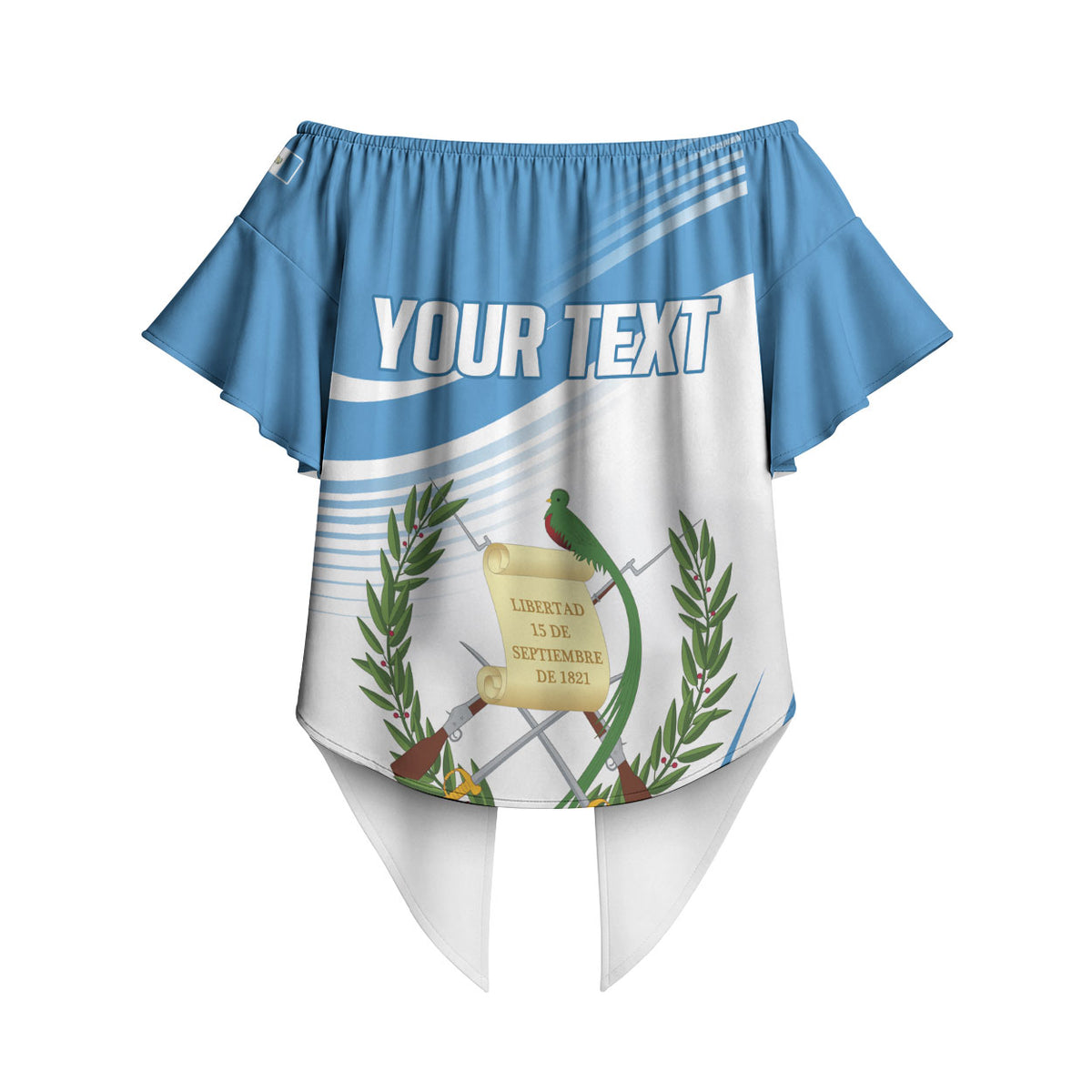 Personalized Guatemala 15 Septiembre 1821 Off Shoulder Wrap Waist Top Happy Independence Day