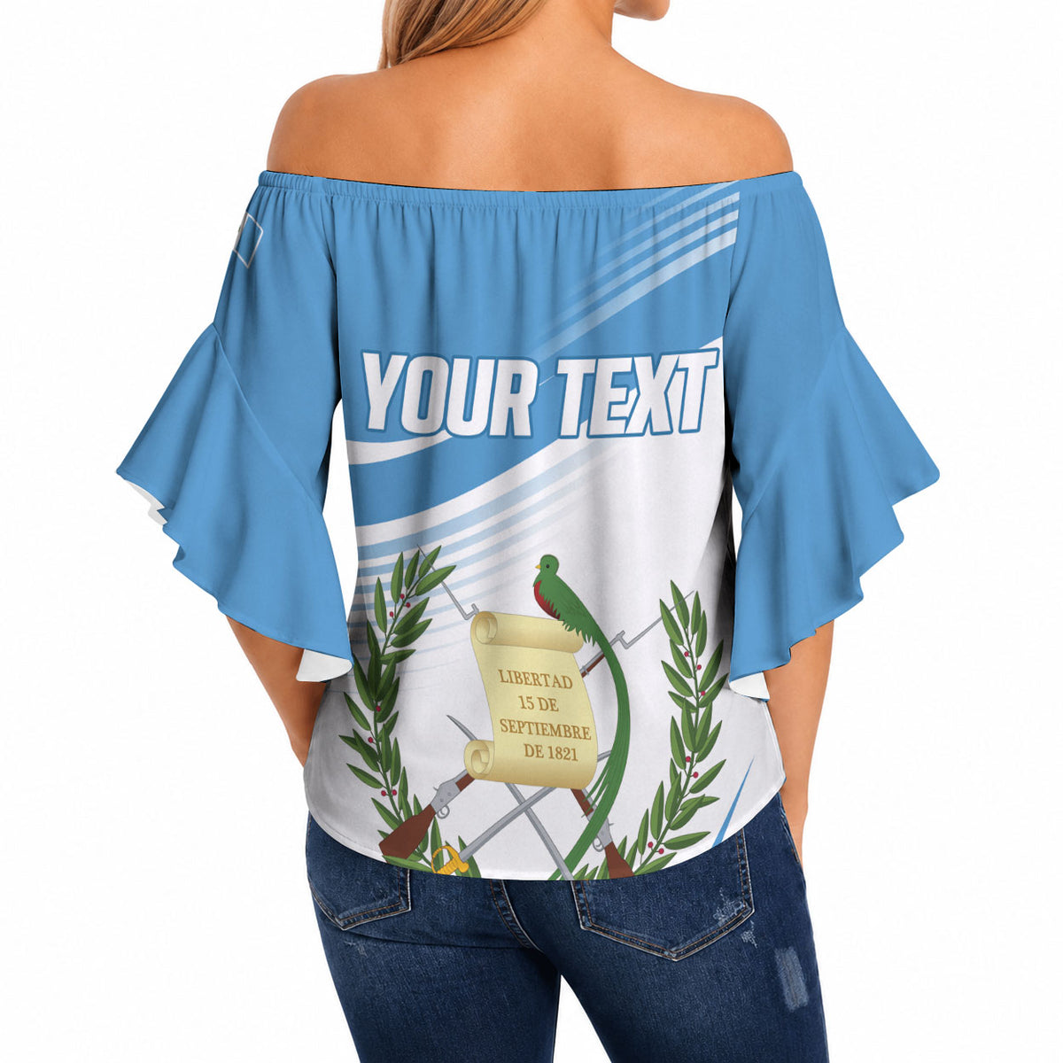 Personalized Guatemala 15 Septiembre 1821 Off Shoulder Wrap Waist Top Happy Independence Day