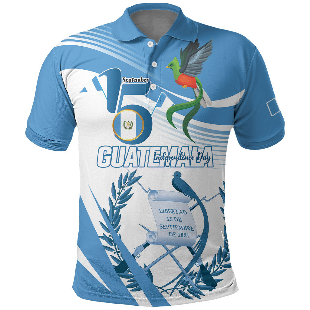 Personalized Guatemala 15 Septiembre 1821 Polo Shirt Happy Independence Day