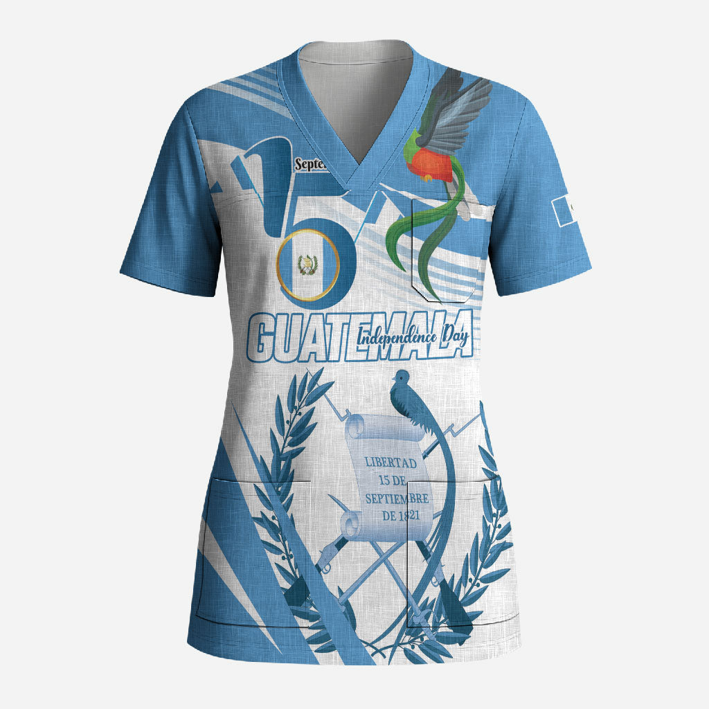Personalized Guatemala 15 Septiembre 1821 Scrub Top Happy Independence Day
