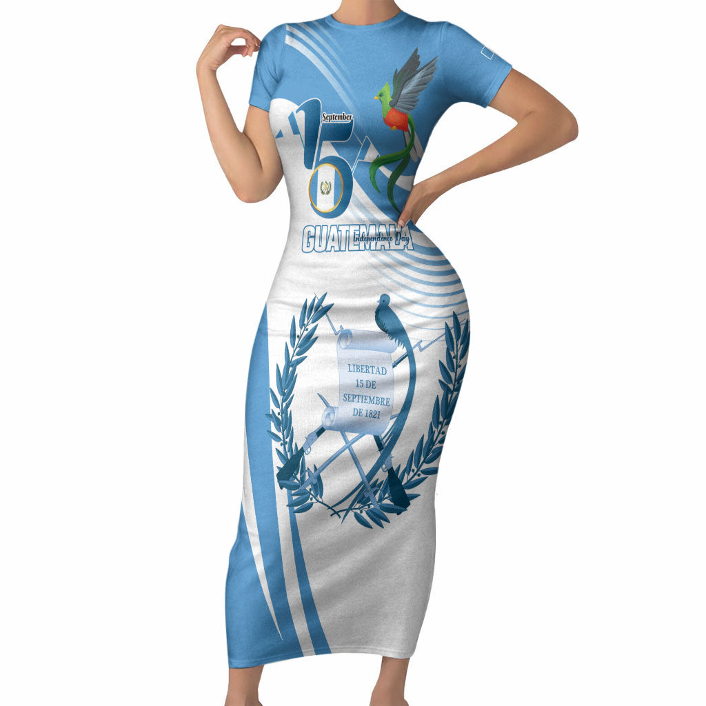 Personalized Guatemala 15 Septiembre 1821 Short Sleeve Bodycon Dress Happy Independence Day