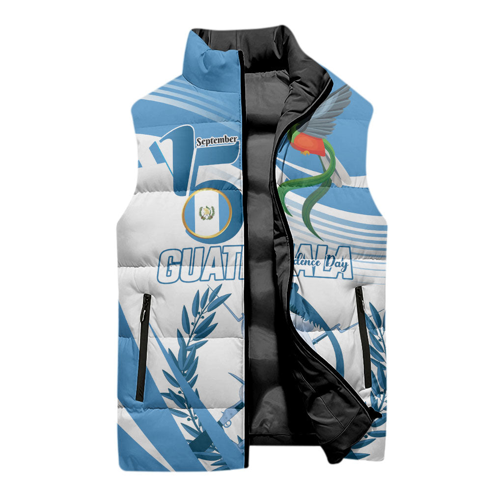 Personalized Guatemala 15 Septiembre 1821 Sleeveless Puffer Jacket Happy Independence Day