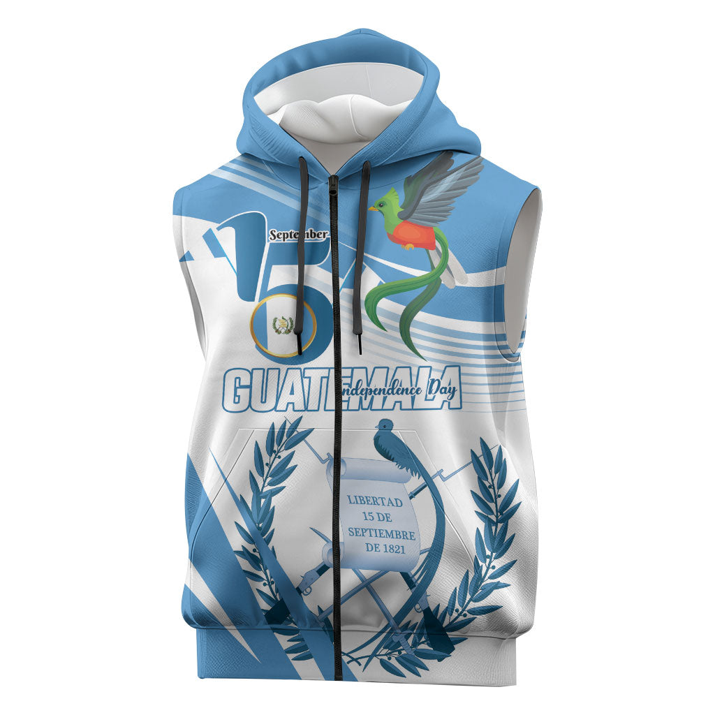 Personalized Guatemala 15 Septiembre 1821 Sleeveless Zip Hoodie Happy Independence Day