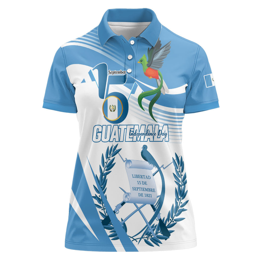 Personalized Guatemala 15 Septiembre 1821 Women Polo Shirt Happy Independence Day