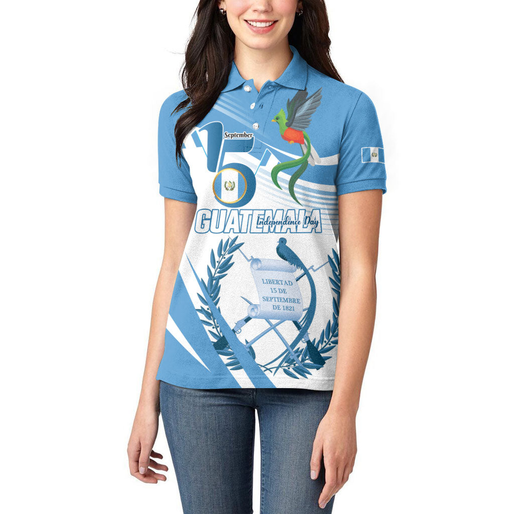 Personalized Guatemala 15 Septiembre 1821 Women Polo Shirt Happy Independence Day