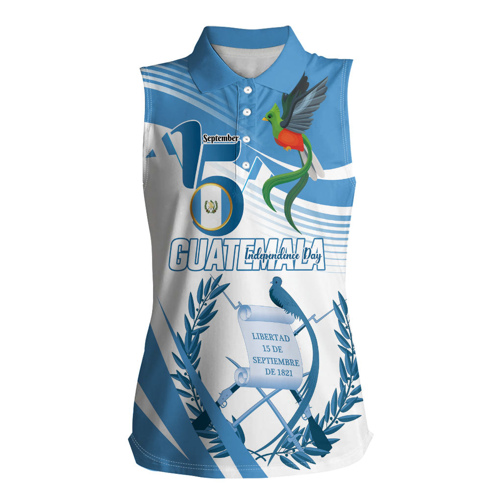 Personalized Guatemala 15 Septiembre 1821 Women Sleeveless Polo Shirt Happy Independence Day