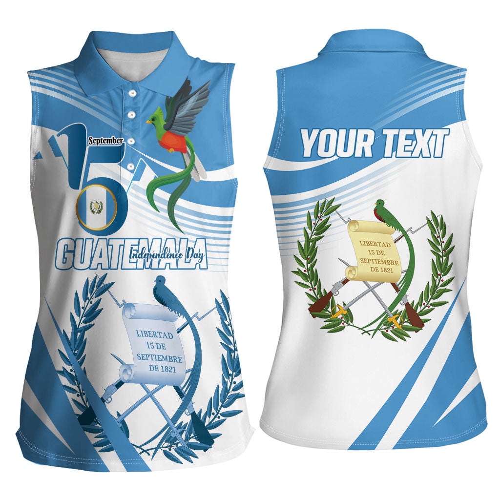 Personalized Guatemala 15 Septiembre 1821 Women Sleeveless Polo Shirt Happy Independence Day