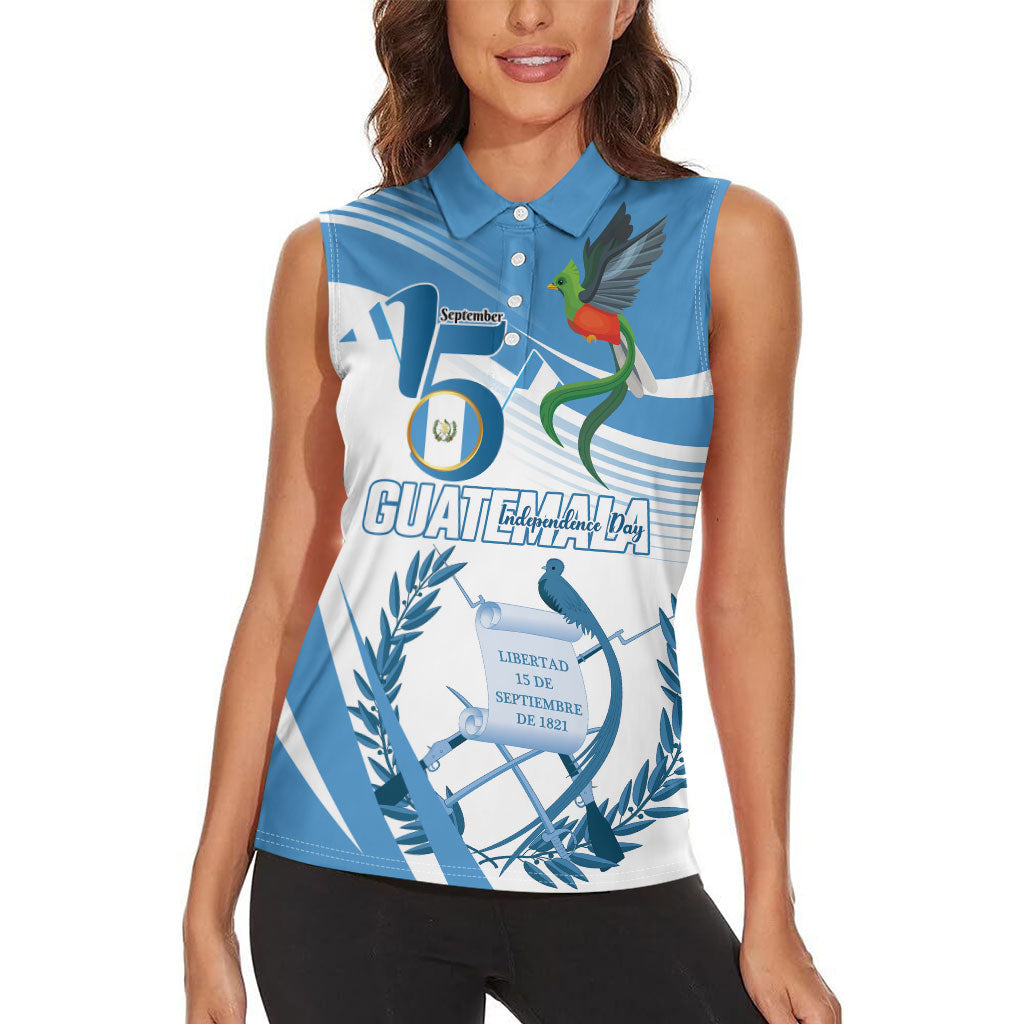 Personalized Guatemala 15 Septiembre 1821 Women Sleeveless Polo Shirt Happy Independence Day