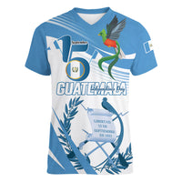 Personalized Guatemala 15 Septiembre 1821 Women V-Neck T-Shirt Happy Independence Day