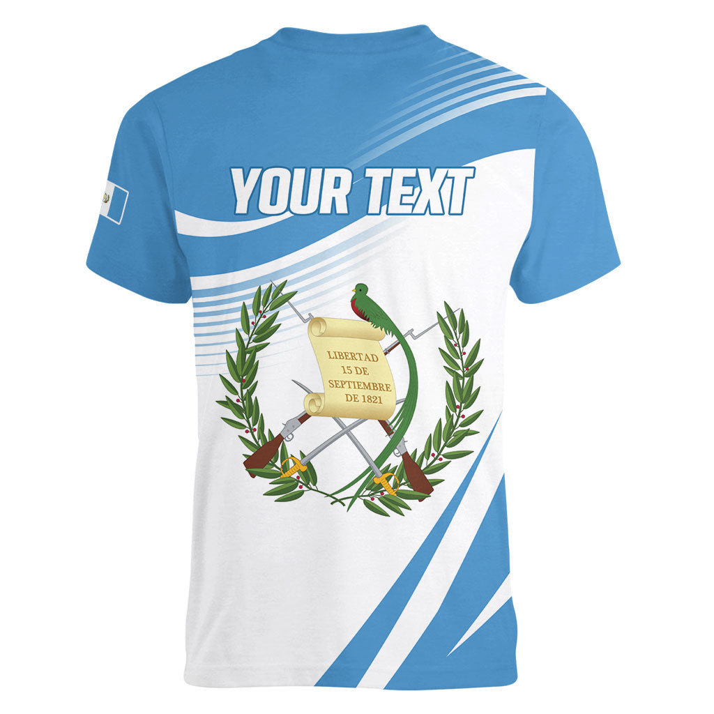 Personalized Guatemala 15 Septiembre 1821 Women V-Neck T-Shirt Happy Independence Day