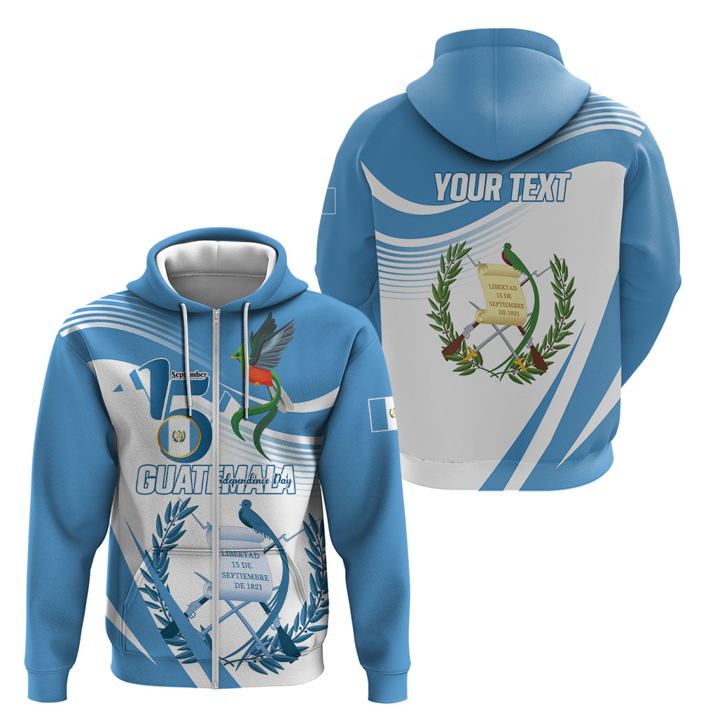 Personalized Guatemala 15 Septiembre 1821 Zip Hoodie Happy Independence Day