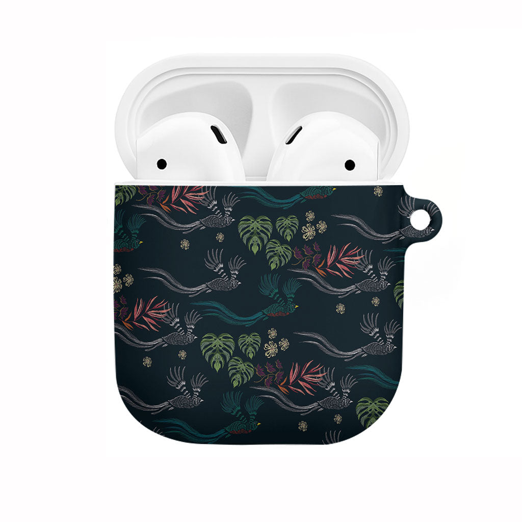 Guatemala Quetzal Bird Pattern AirPods Case Embroidery Effect