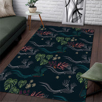 Guatemala Quetzal Bird Pattern Area Rug Embroidery Effect